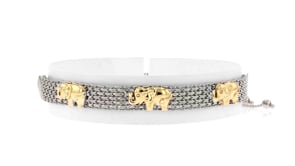 Two-Tone Sterling Silver Elephant Bismark-Link Bolo Bracelet