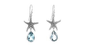 7.00 ct. t.w. Sky Blue Topaz Bali-Style Starfish Drop Earrings in Sterling Silver