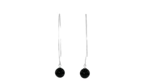 Black Onyx Threader Drop Earrings in Sterling Silver
