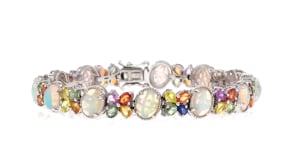 Ethiopian Opal and 11.00 ct. t.w. Multicolored Sapphire Bracelet in Sterling Silver