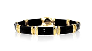 Black Agate Good Fortune Bracelet in 18kt Gold Over Sterling