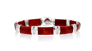 Red Jade Good Fortune Bracelet in Sterling Silver