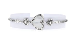 Mother-of-Pearl Bali-Style Heart Bracelet in Sterling Silver