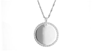 Italian 1.08 ct. t.w. CZ Personalized Disc Pendant Necklace in Sterling Silver