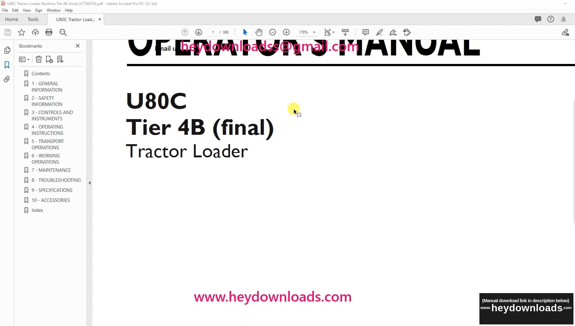 New Holland U80C Tier 4B (final) Tractor Loader Operator's Manual