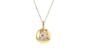 Paw Print Circle Pendant Necklace in 18kt Yellow Gold Over Sterling Silver