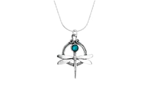 Turquoise Dragonfly Necklace in Sterling Silver
