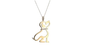 14kt Yellow Gold Cut-Out Dog Pendant Necklace with Diamond Accents
