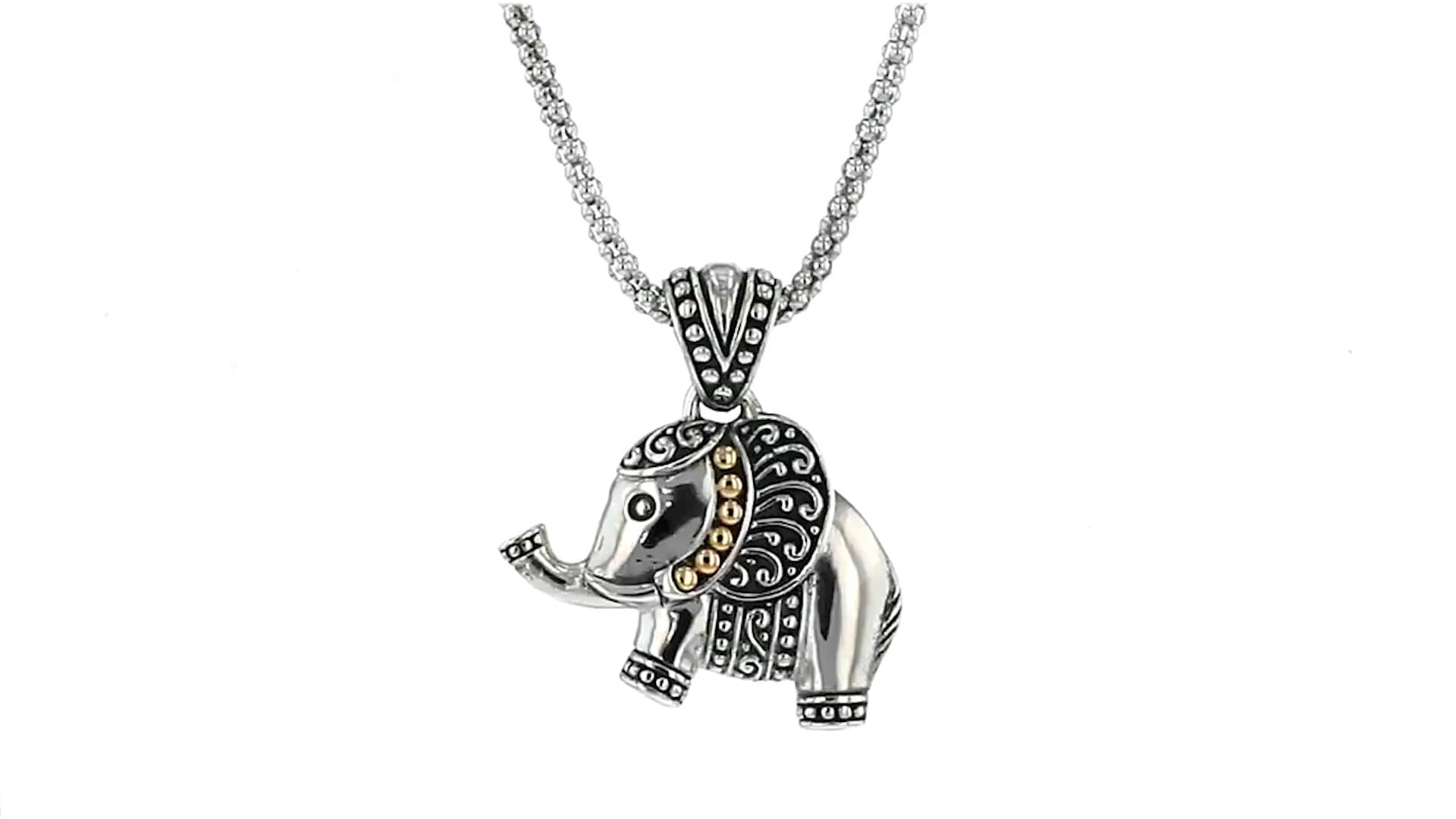 Sterling Silver with 18kt Yellow Gold Bali-Style Elephant Pendant ...