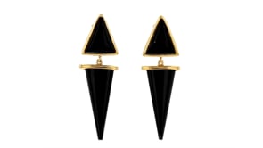 Black Onyx Drop Earrings in 18kt Gold Over Sterling