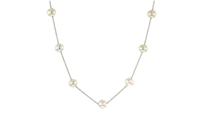 5-5.mm Cultured Pearl Station Necklace in 14kt Yellow Gold
