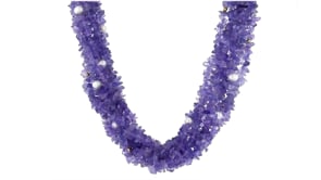 310.00 ct. t.w. Tanzanite Necklace with 4.5-5.5 mm Cultured Pearls in 18kt Yellow Gold Over Sterling