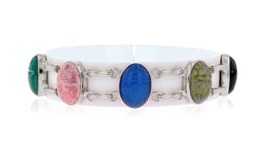 Multi-Stone Scarab Bracelet in Sterling Silver