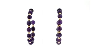 40.00 ct. t.w. Amethyst Bead C-Hoop Earrings in 14kt Yellow Gold