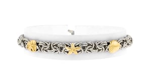 Sterling Silver Byzantine Sea Life Station Bracelet with 14kt Yellow Gold