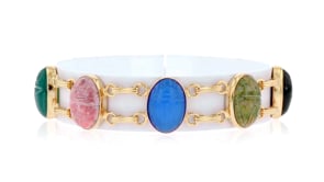 Multi-Gemstone Scarab Bracelet in 18kt Gold Over Sterling