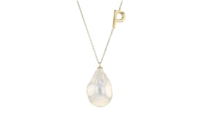 12-14mm Cultured Baroque Pearl Necklace with 14kt Yellow Gold Initial