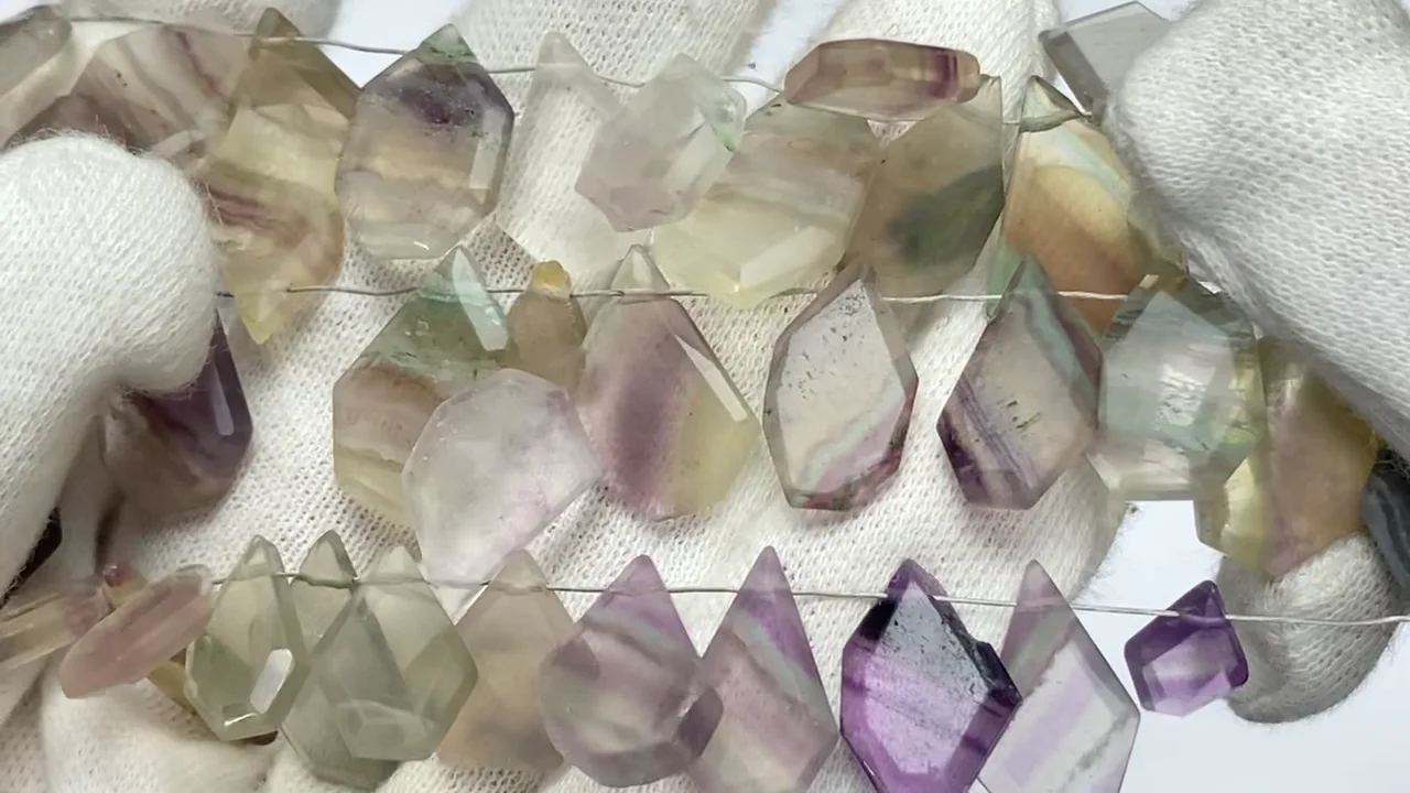 動画】マルチカラーフローライトAA+ ラフスライスカット 1連(約9cm