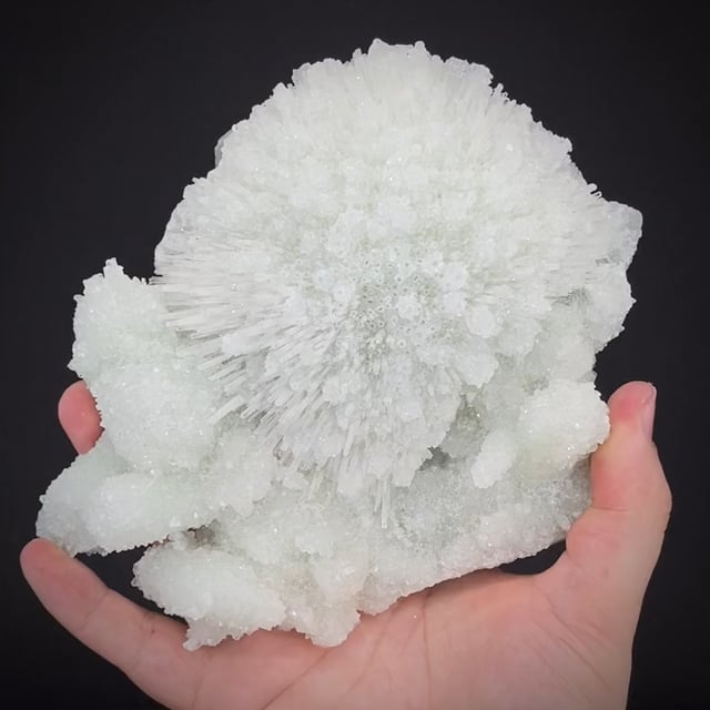 large Scolecite, Prehnite and Calcite (RARE, old style) ex Hunt Coll.