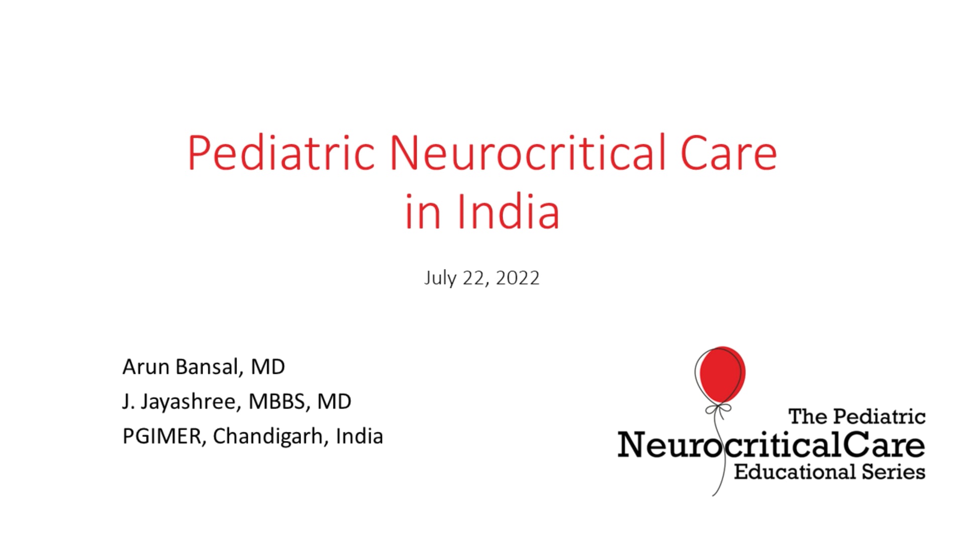 Pediatric Neurocritical Care In India On Vimeo