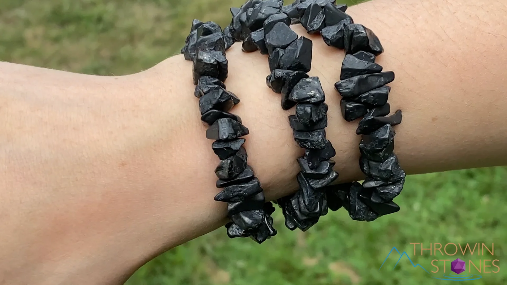 Raw SHUNGITE Crystal Bracelet - Chip Beads - EMF Protection
