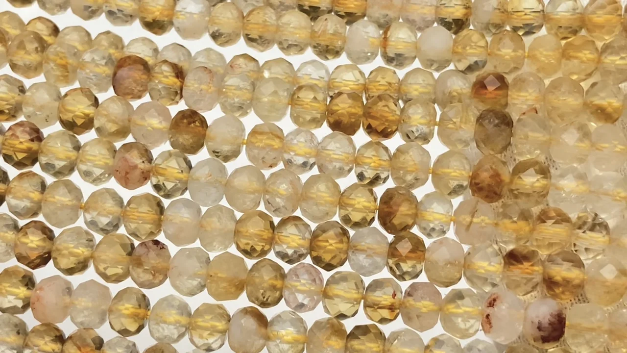 バイカラーシトリン ボタンカット6×6×4.5mm 半連/1連（約37cm