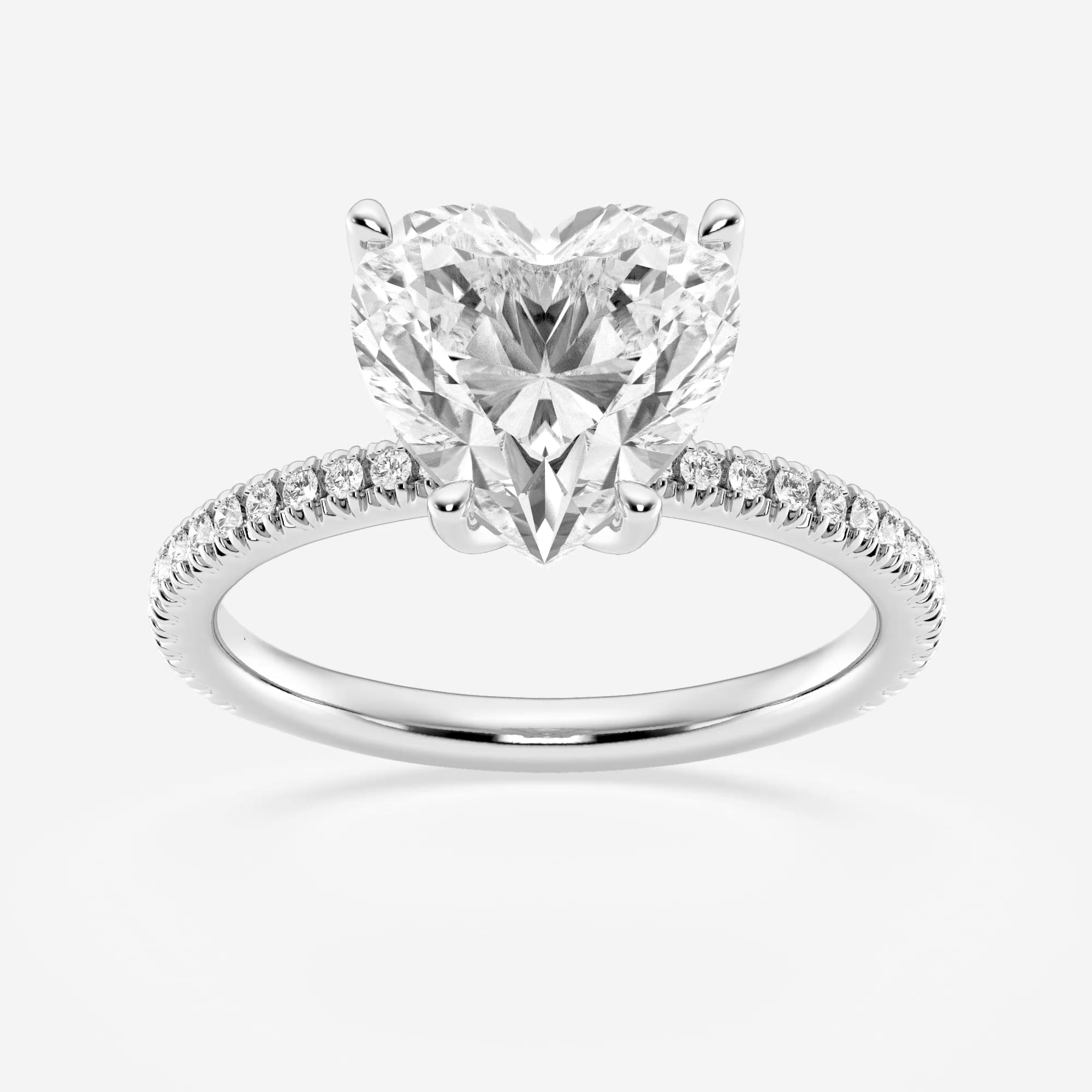product video for 3 1/5 ctw Heart Lab Grown Diamond Scalloped classic Pave Solitaire Engagement Ring with Side Stones