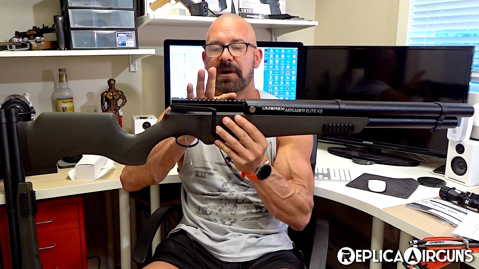 Umarex AirSaber Elite X2 Double Barrel PCP Arrow Rifle Table Top Review.mp4