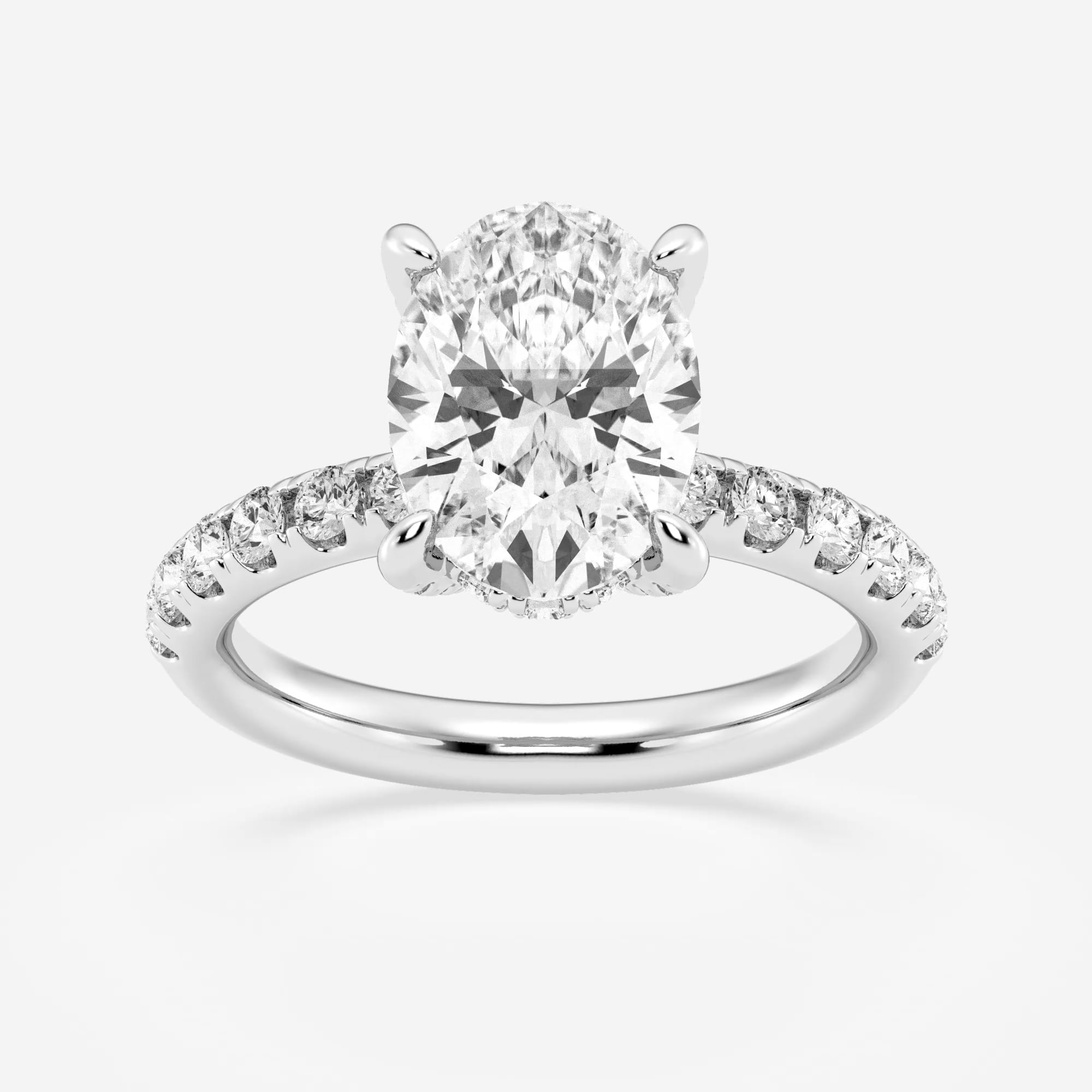 product video for 2 1/2 ctw Oval Lab Grown Diamond Prong Hidden Halo Engagement Ring