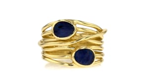 1.40 ct. t.w. Sapphire Multi-Row Ring in 18kt Gold Over Sterling