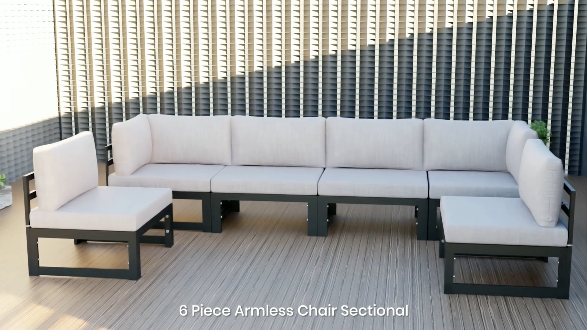 LeisureMod Chelsea 7Piece White Patio Sectional With Coffee Table