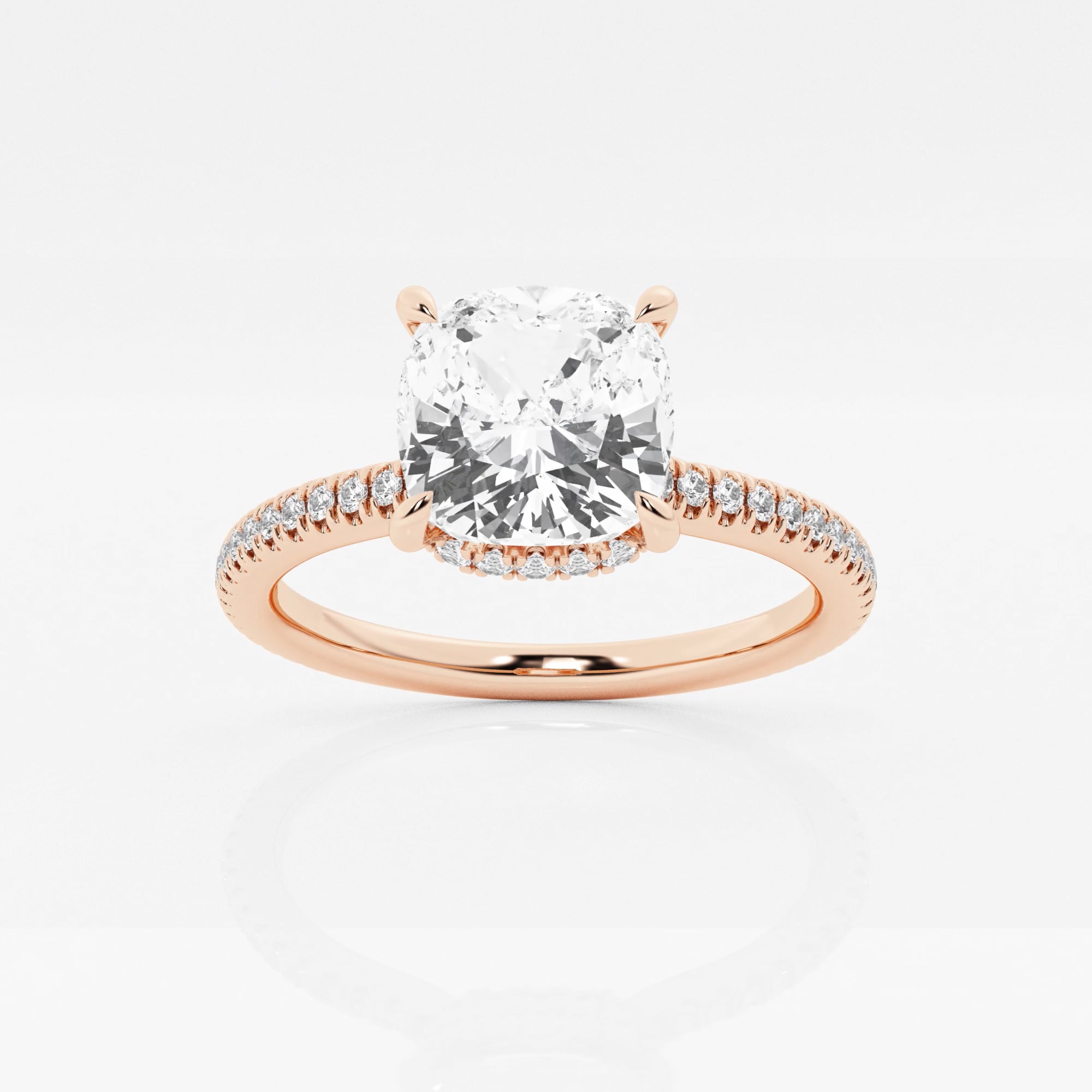product video for 2 1/3 ctw Cushion Lab Grown Diamond Double Hidden Halo Engagement Ring