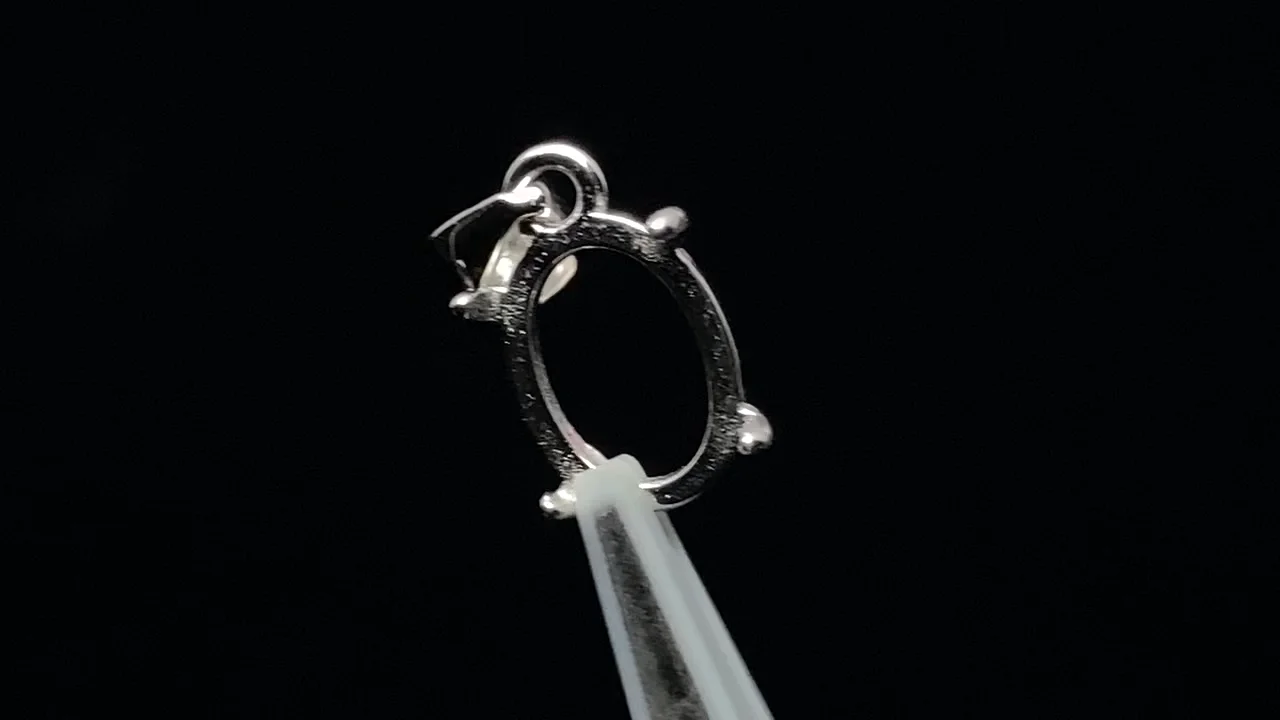 シルバー925 ペンダント空枠 オーバル8×6mm ロジウム 1個 - 天然石 