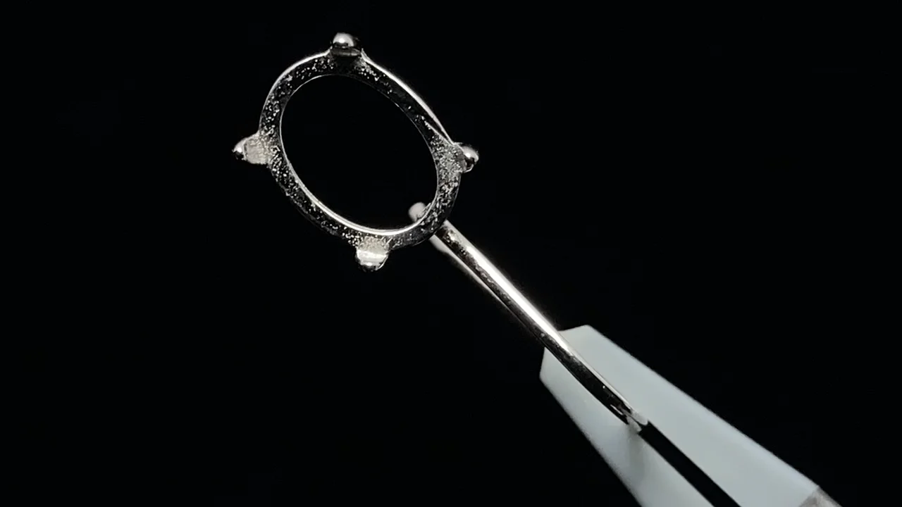 シルバー925 ピアスフック空枠(爪留め)オーバル8×6mm ロジウム 1ペア 