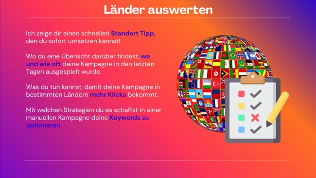 Länder auswerten und optimieren