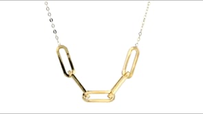 Italian 14kt Yellow Gold Paper Clip Link Center Necklace