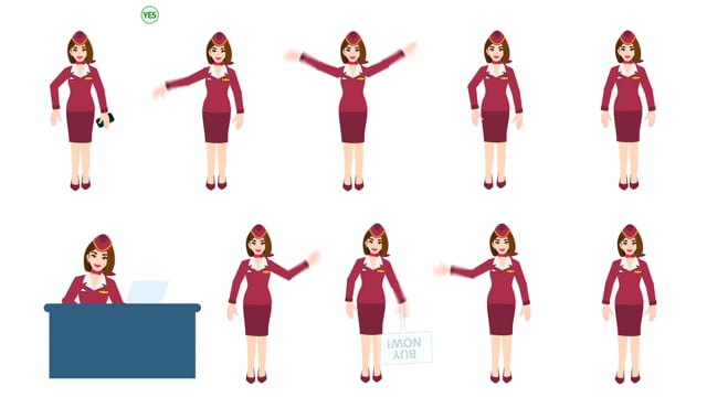 Air Hostess 2D Characters