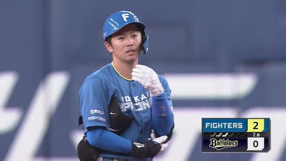 【2回表】技ありの一打で先制!! ファイターズ・谷内亮太 レフトへ先制の2点タイムリー2ベースヒットを放つ!! 2022年8月7日 オリックス・バファローズ 対 北海道日本ハムファイターズ
