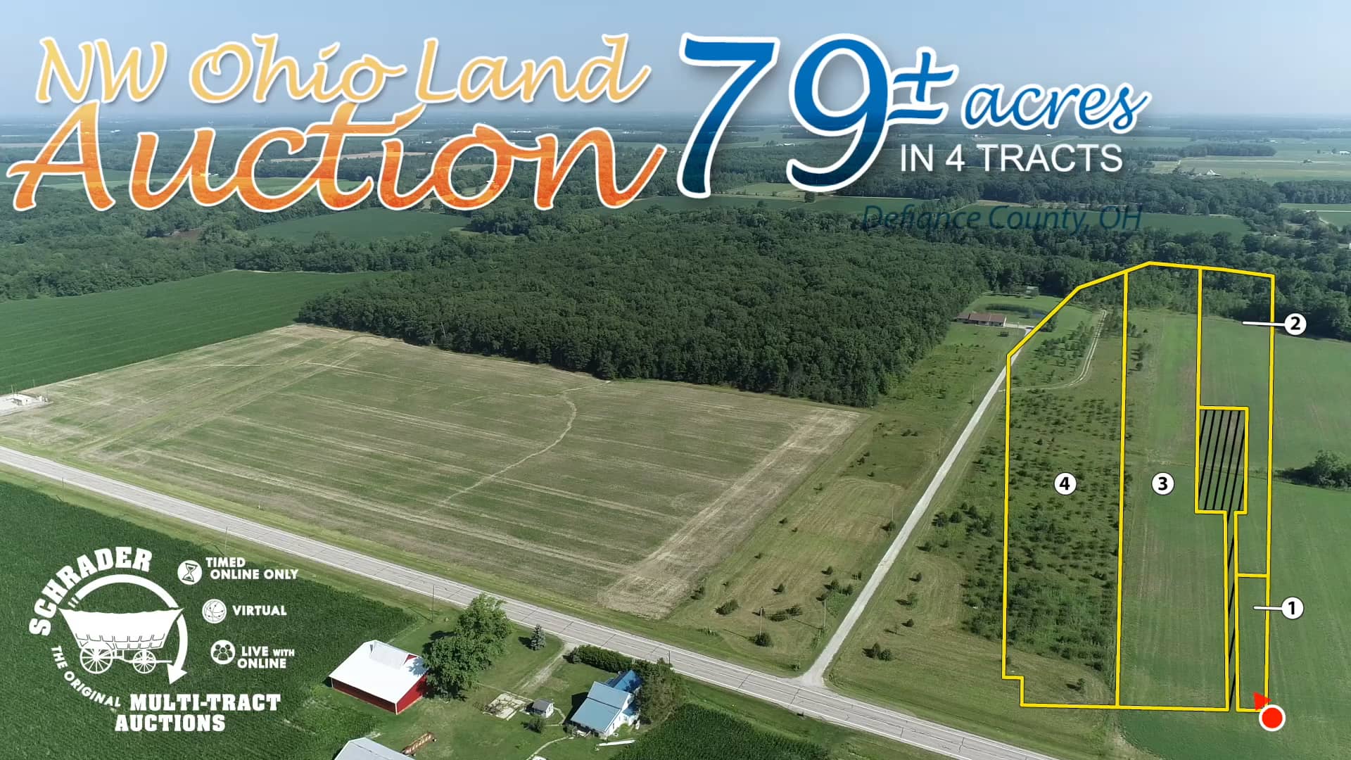 OHIO LAND AUCTION 79+/ ACRES OFFERED IN 4 TRACTS IN DEFIANCE COUNTY