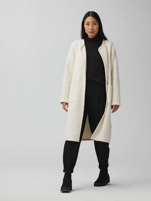 Cotton Wool Jacquard Round Neck Jacket | EILEEN FISHER