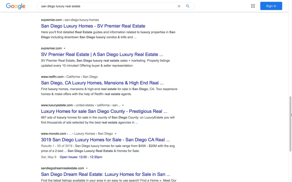 SEO San Diego Luxury Real Estate