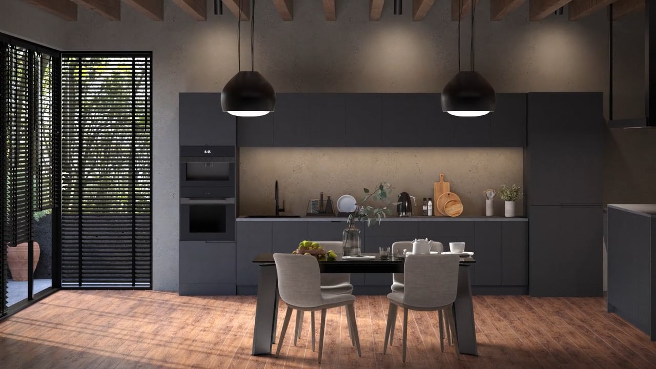 Modern Kitchen Set Assembly 3D Animation
