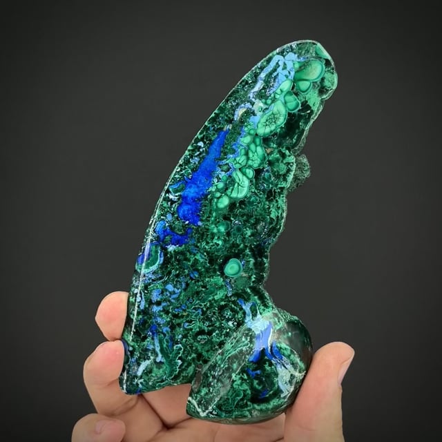 Azurite and Malachite carving by Bud Stanley, ex Larson