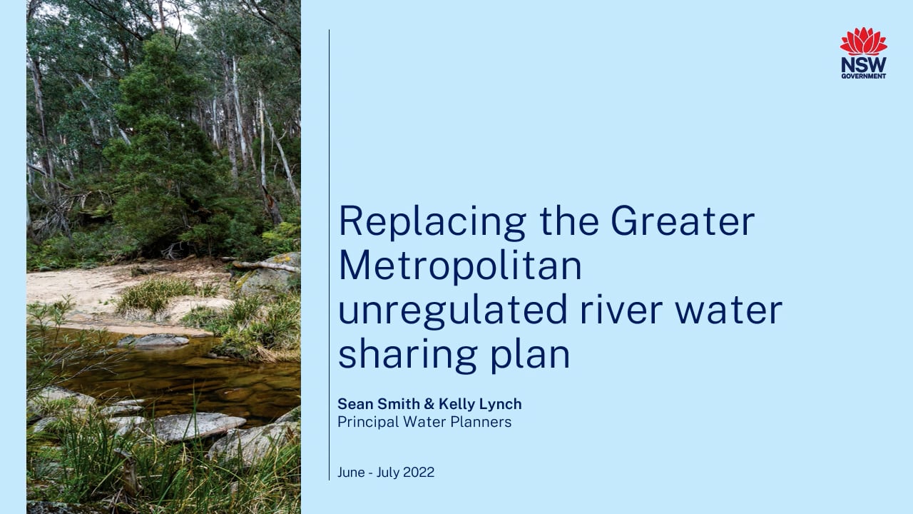 Greater Metropolitan Region Unregulated River Water Sources WSP - Upper ...