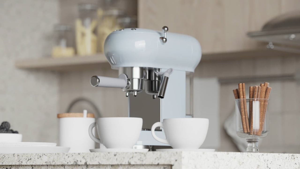 White Coffee Machine Lifestyle 3D Animation