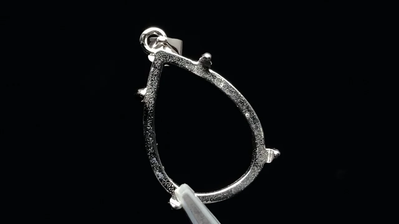 動画】Silver925 ペンダント空枠 ペアシェイプ18×13mm ロジウム