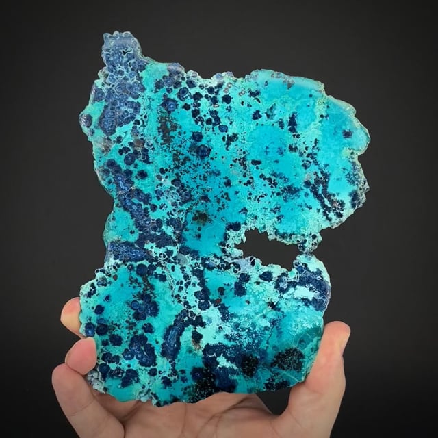 large polished Shattuckite and Chrysocolla slice (rare)