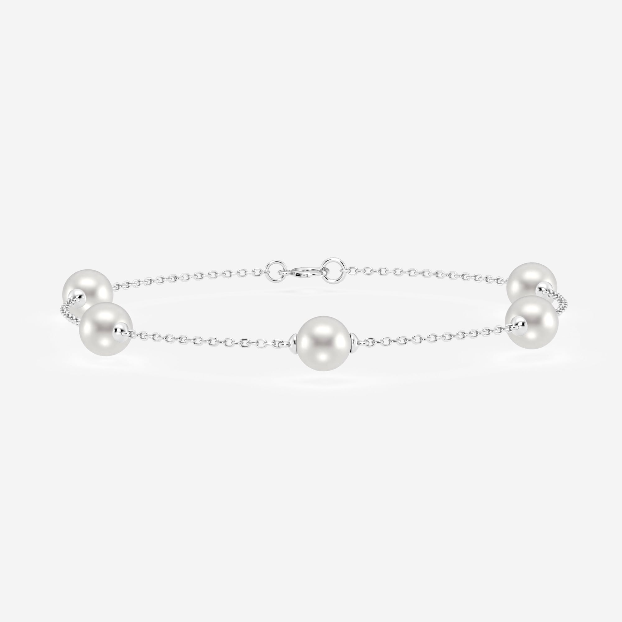 product video for 5.5 - 6.0 mm Cultured Freshwater Pearl Station Chain Bracelet - 7 Inches