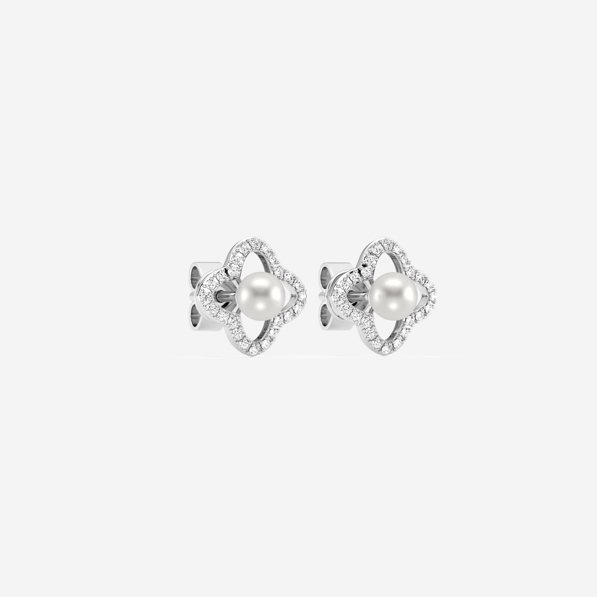 product video for 3.5 - 4.0 mm Cultured Freshwater Pearl and 1/5 ctw Lab Grown Diamond Clover Drop Earrings