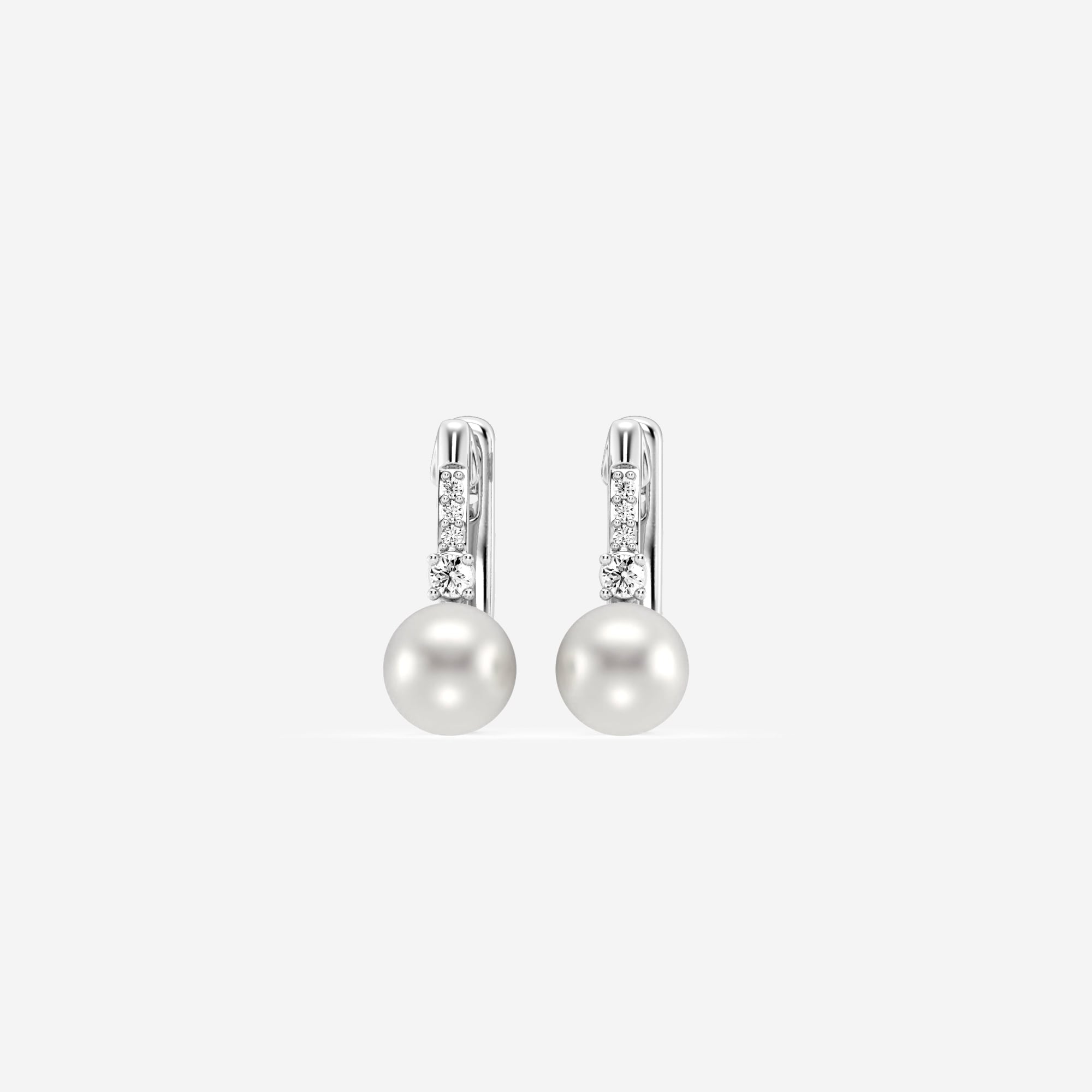 product video for 5.5 - 6.0 mm Cultured Freshwater Pearl and 1/10 ctw Lab Grown Diamond Leverback Drop Earrings